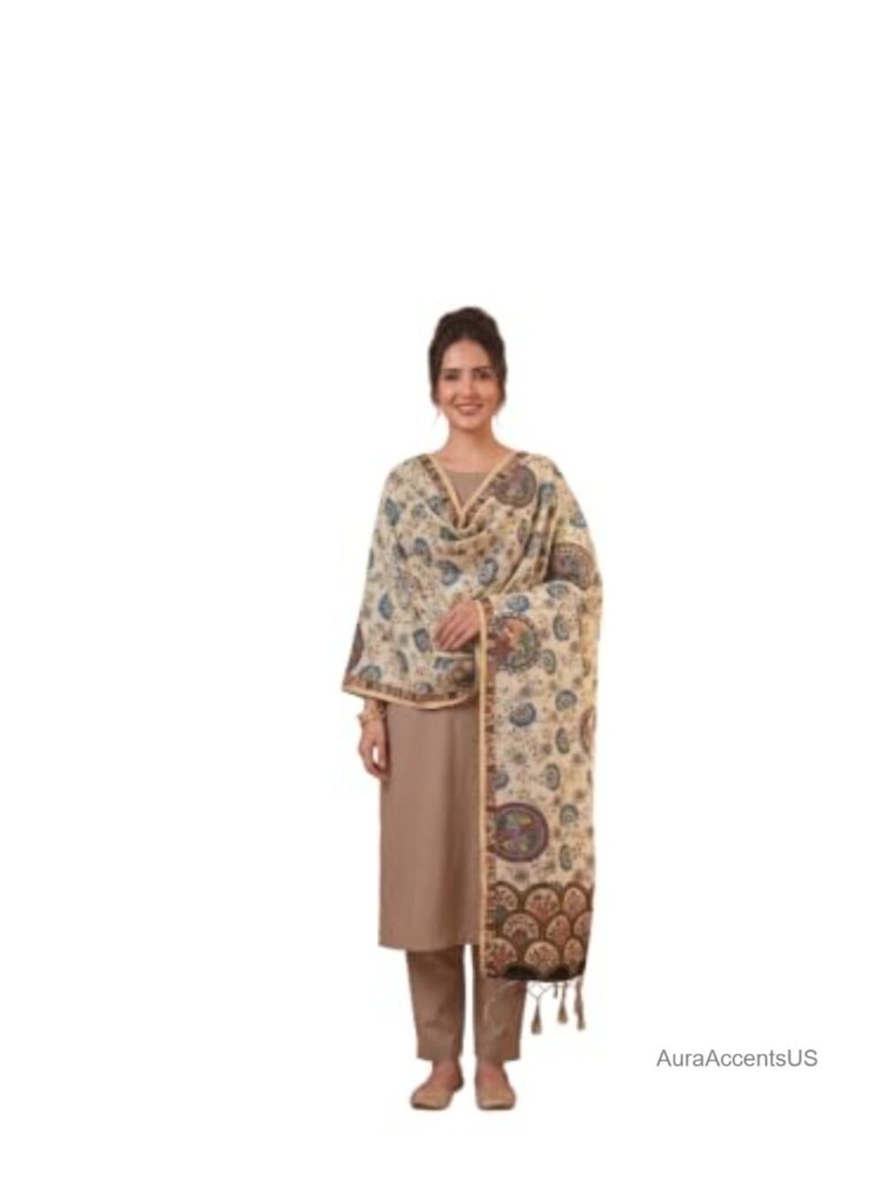 Women Chiffon Dupatta Blue Indian Ethnic Scarf for Festive Wear